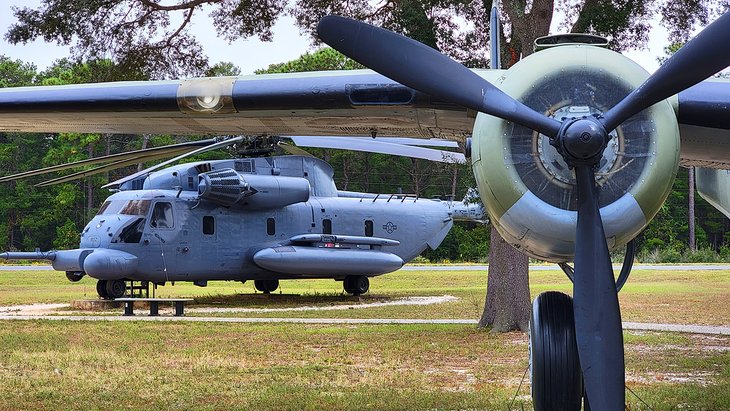 Aircraft in front of the Air Force Armament Museum