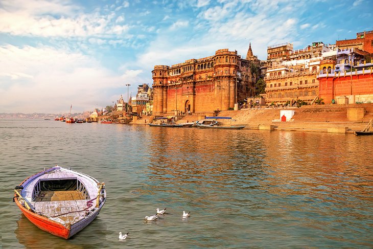 The city of Varanasi along the banks of the Ganges River