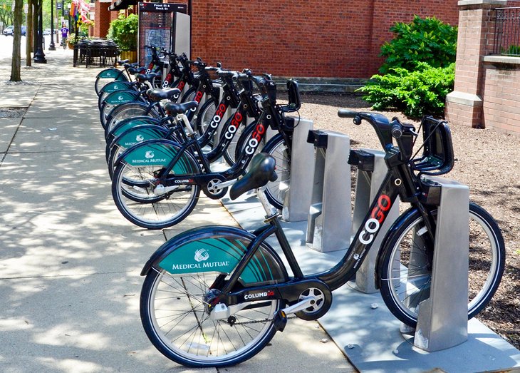 CoGo bicycles in downtown Columbus