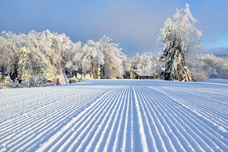 Freshly groomed snow at Hidden Valley Resort