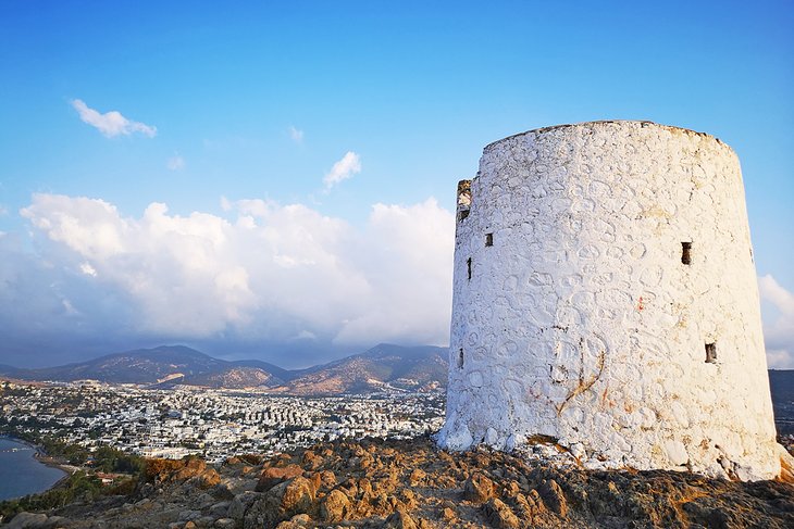 Windmill in Bodrum at sunset