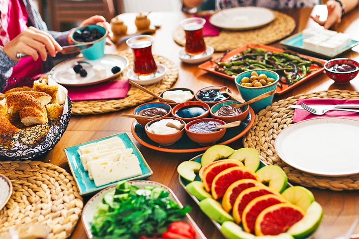 Traditional Turkish breakfast spread