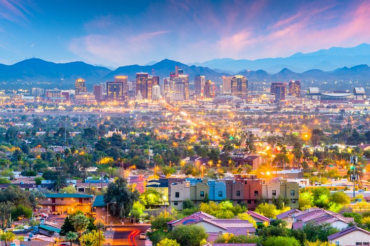 Phoenix, AZ at dusk