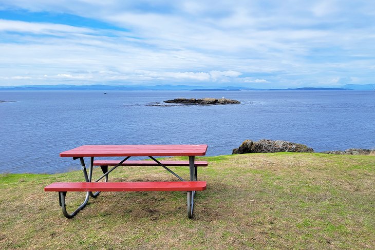 Picnic bench with a beautiful view at San Juan County Park