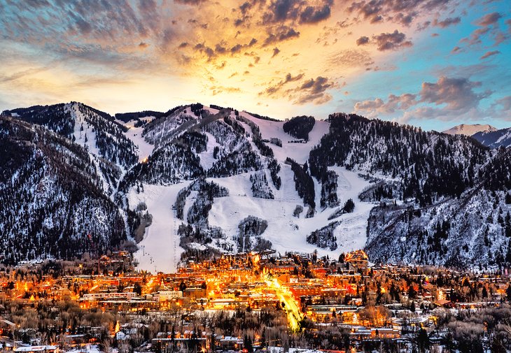 Aspen Mountain at dusk