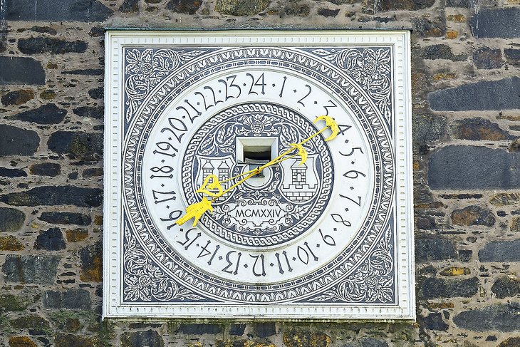 Twenty-four-hour clock on the Black Tower in Klatovy, Czech Republic