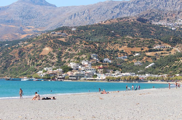 The beach fronting the town of Plakias
