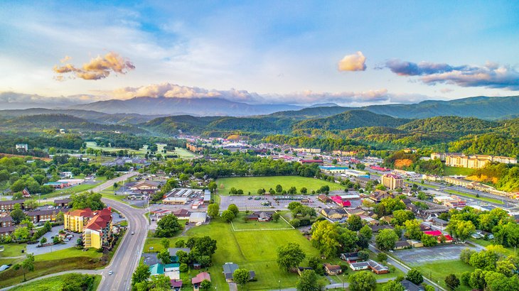 Aerial view of Pigeon Forge, Tennessee