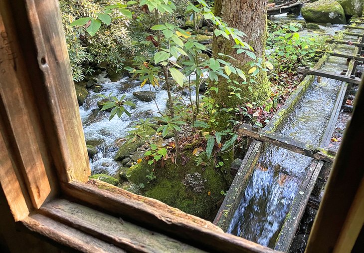 Sluice trough at Roaring Fork grist mill