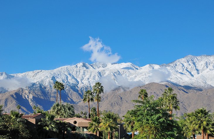Palm Springs with the snowcapped San Jacinto Mountains in the background