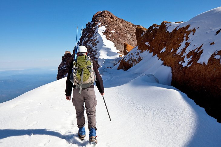 Climber at the top of Mount Shasta