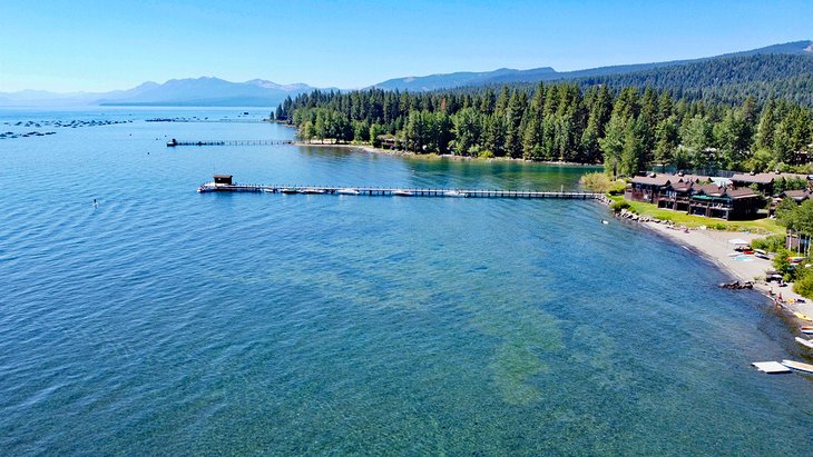 Aerial view of Commons Beach, Lake Tahoe