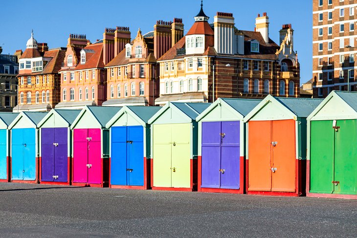 Colorful beach huts in Brighton