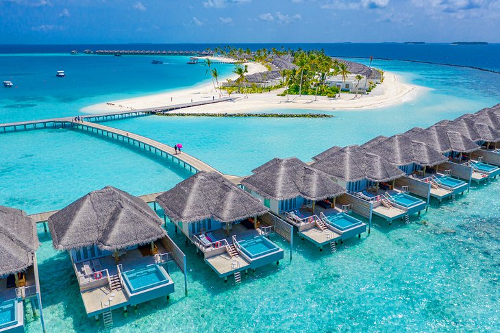 Over-the-water bungalows in the Maldives