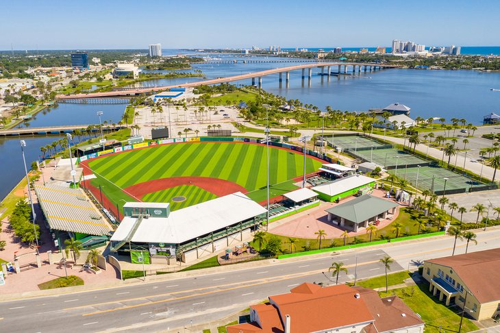 Aerial view of the Jackie Robinson Ballpark