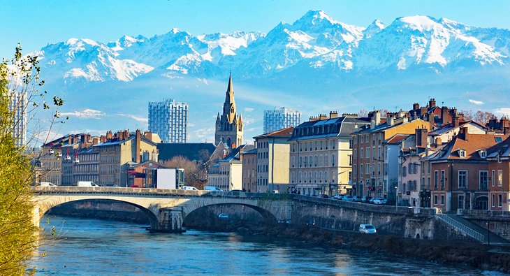 Grenoble with the Alps in the distance