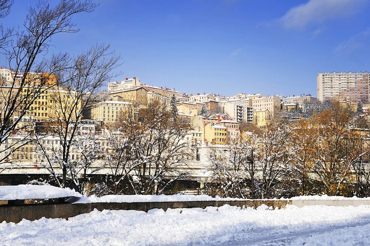 Lyon on a snowy winter day