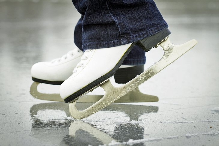 Ice-skating on a frozen pond in northern Maine