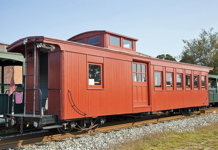 Antique rail car at the Maine Narrow Gauge Railroad Co and Museum