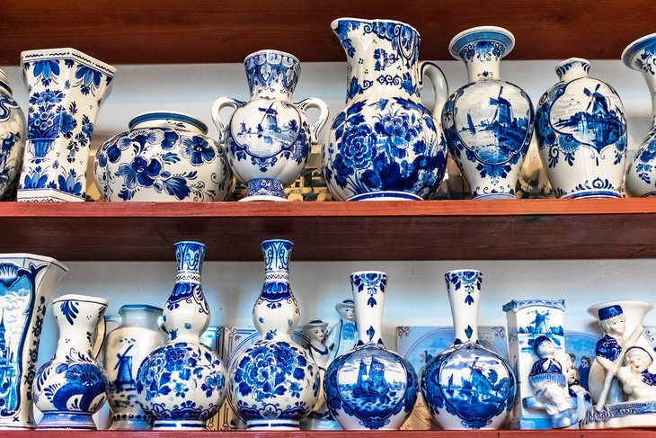 Royal Delft porcelain vases for sale in Delft, The Netherlands
