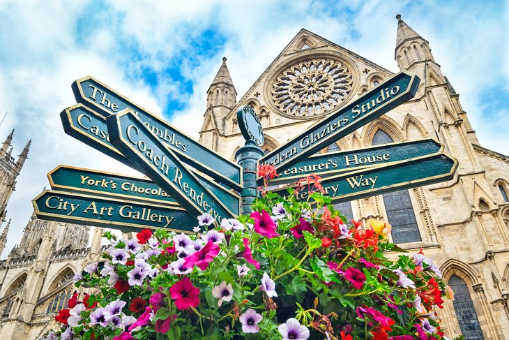 Street sign with directions in York