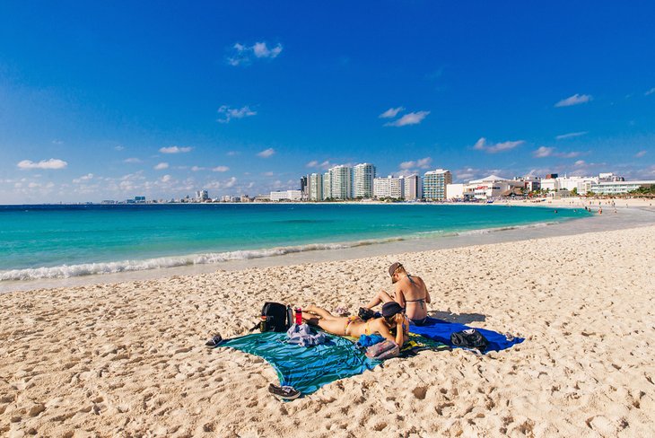 Sun bathing in Cancun