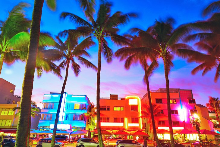 Ocean Drive, South Beach at sunset