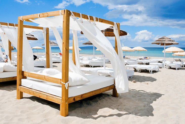 Beach beds in Ibiza, Spain