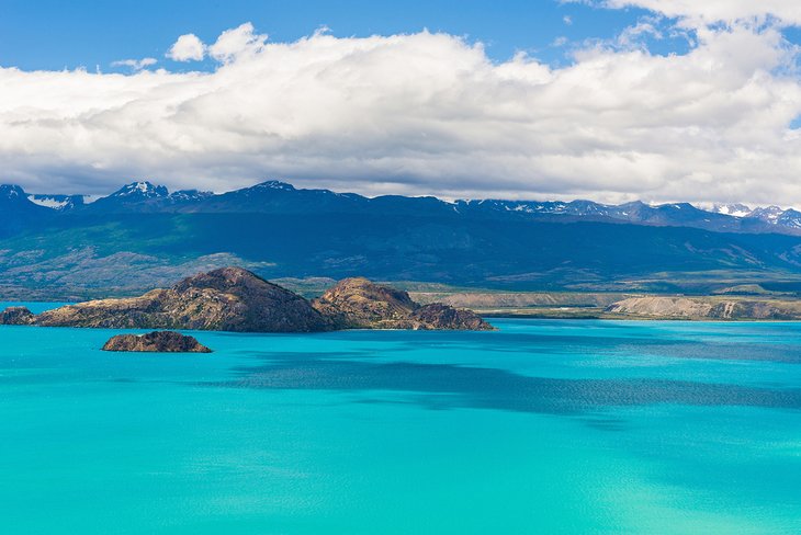 Turquoise water of  General Carrera Lake