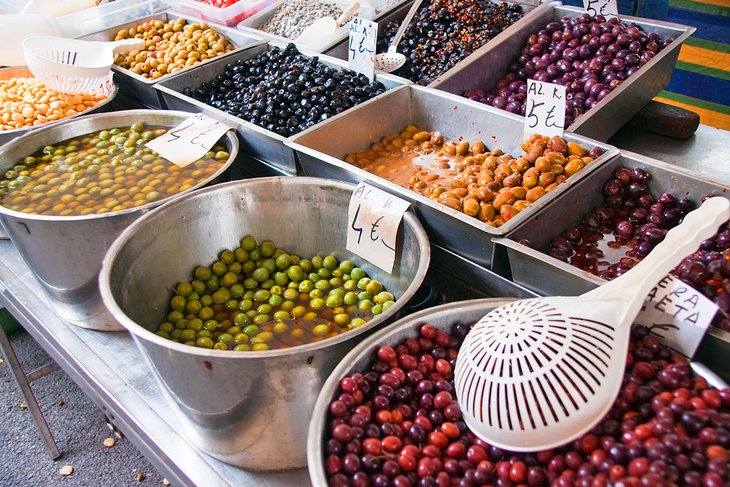 Olives for sale at a street market
