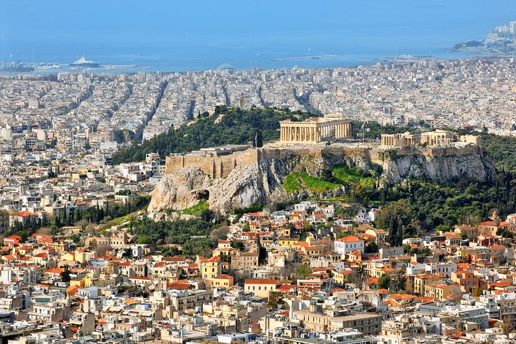 View over Athens and the Acropolis from Lycabettus Hill