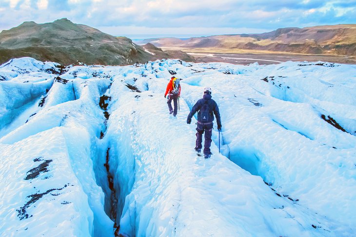 Hiking on a glacier in Iceland