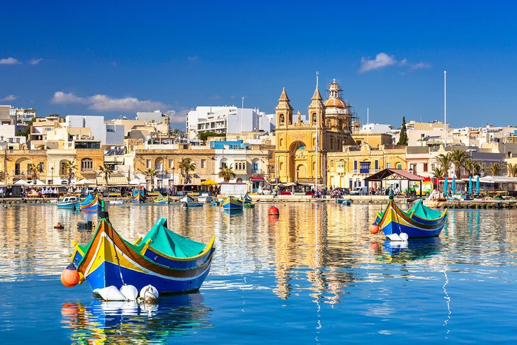 Traditional fishing boats in Marsaxlokk, Malta