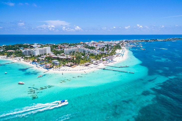 Aerial view of Playa Norte on Isla Mujeres