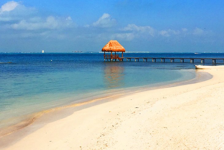 Palapa on a dock on a Mexican Caribbean island