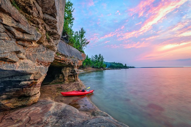 Kayak on Lake Superior near Munising, Michigan