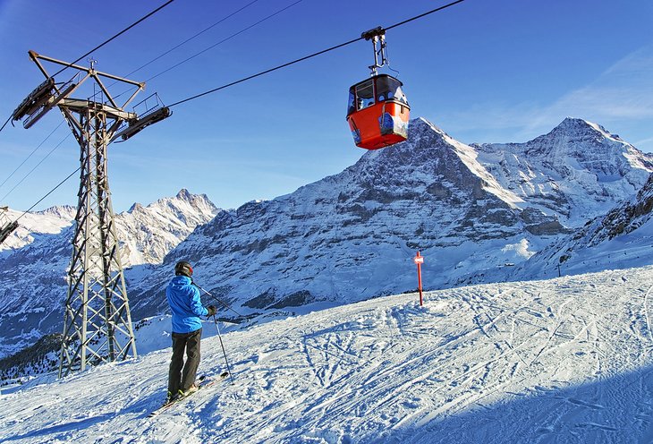 Skiing at Maennlichen in the Jungfrau region