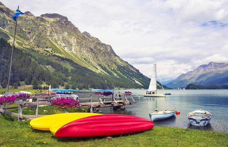 Boats on Lake Sils near St. Moritz