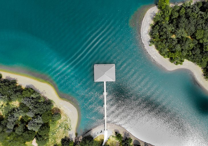 Aerial view of beaches on Dale Hollow Lake