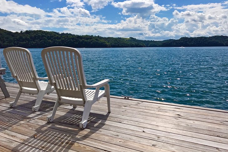 Chairs on a dock at Dale Hollow Lake