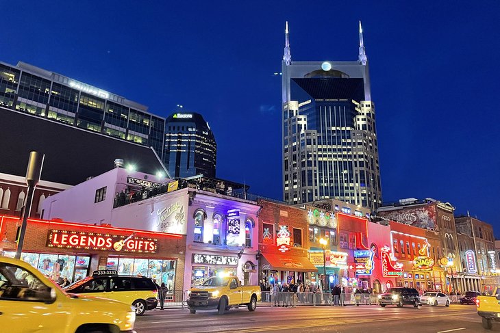 Downtown Nashville at night