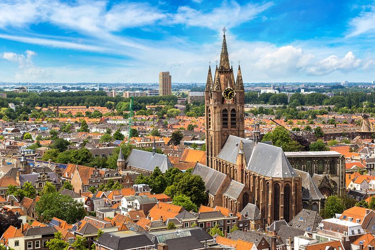 Panoramic aerial view of Delft
