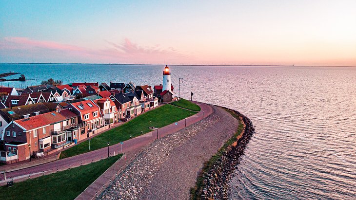 Aerial view of the village of Urk on Ijsselmeer Lake