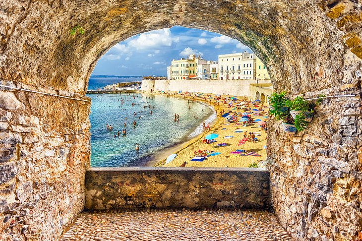 Rock arch overlooking the Gallipoli waterfront