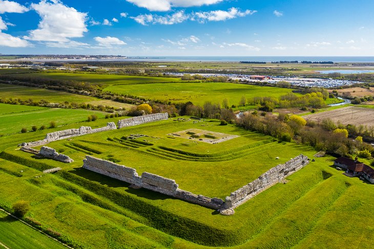 Aerial view of Richborough Roman Fort