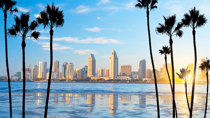 Downtown San Diego skyline at sunset