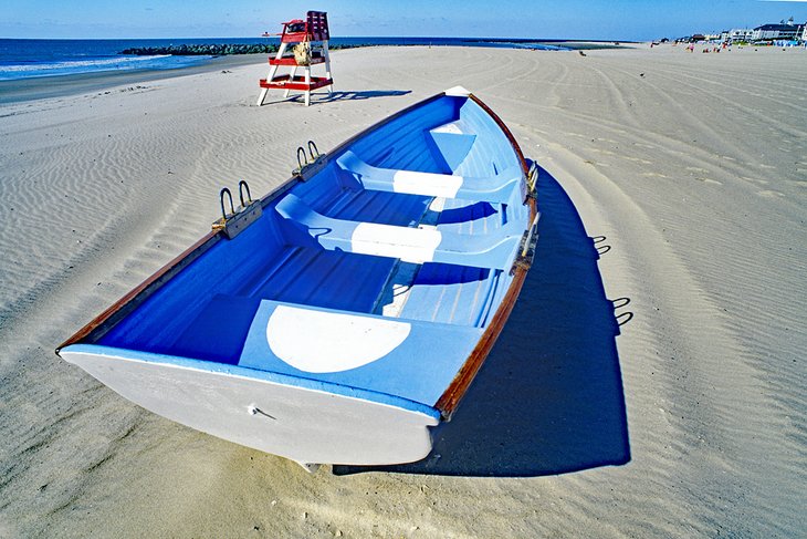 Lifeboat on the beach at Cape May, NJ