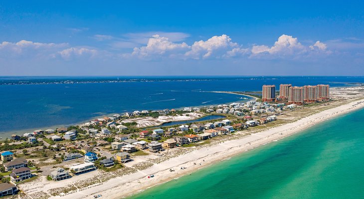 Aerial view of Pensacola Beach