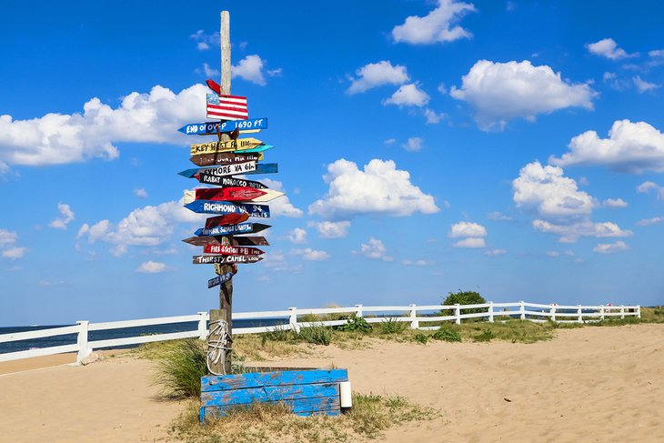 Milepost at Oceanview Beach in Norfolk, Virginia