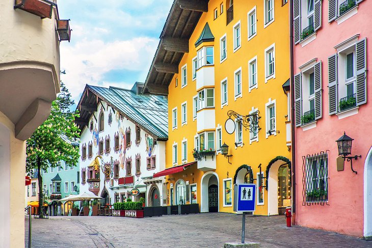 Colorful houses in Kitzbühel in austria